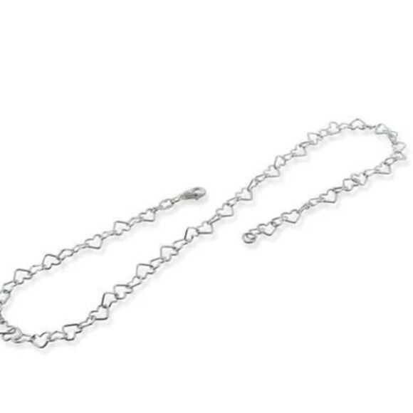 Italian Sterling Silver Heart Link 16” Chain 4.4mm New - Picture 2 of 4